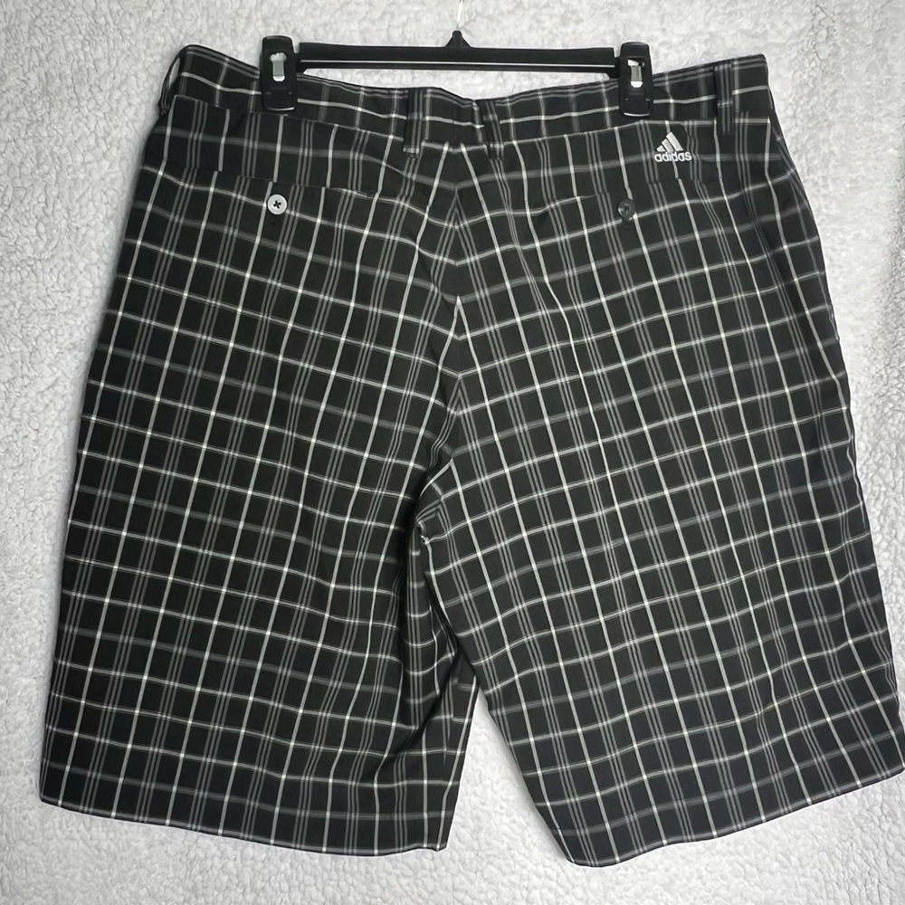 Adidas Golf Shorts Mens Size 38 Black Plaid Flat Front Golf/Chino Shorts - Picture 2 of 10
